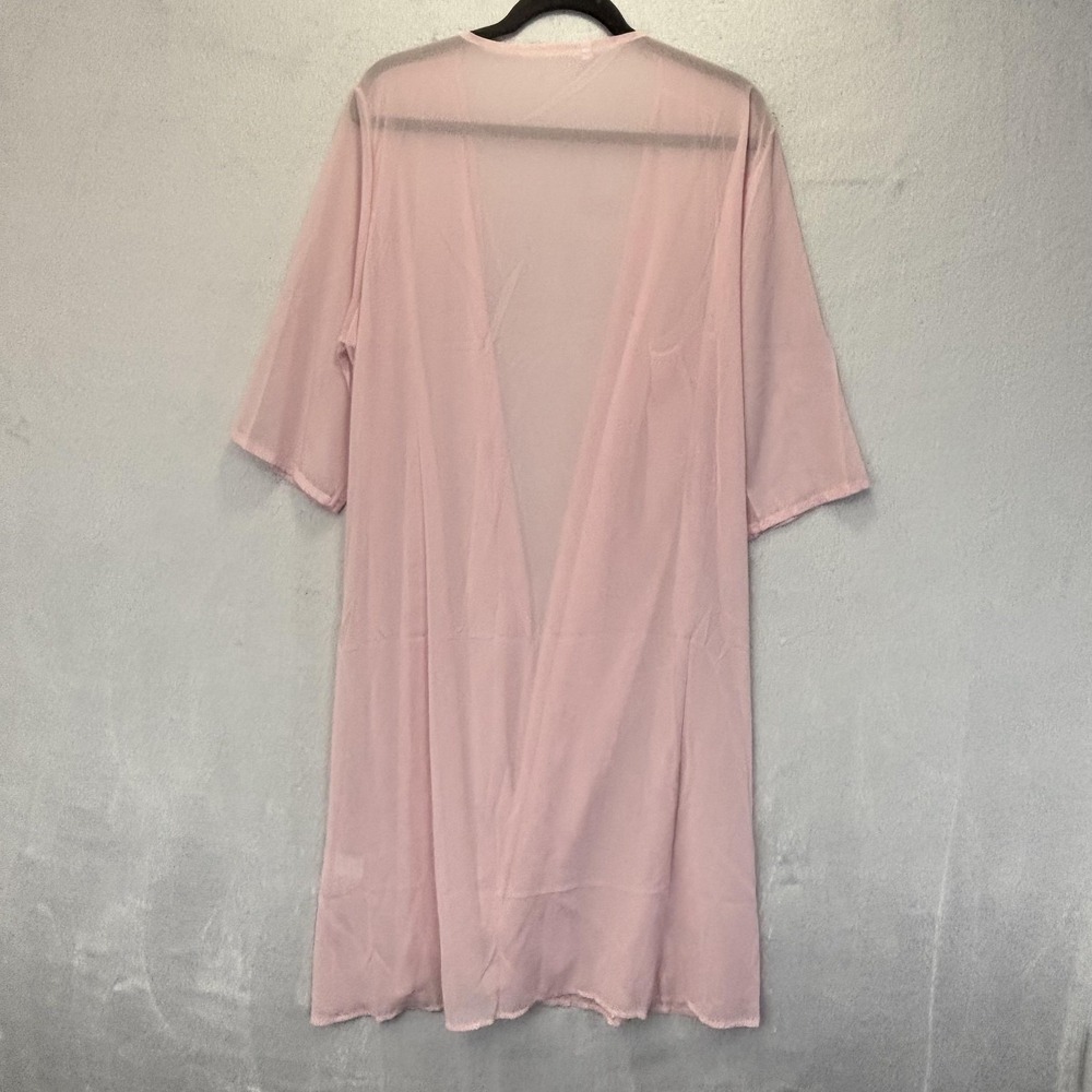 Pink Floral Tank Dress 2pc Set Womens 3XL Chiffon Lightweight Kaftan Sheer Top - Picture 6 of 16